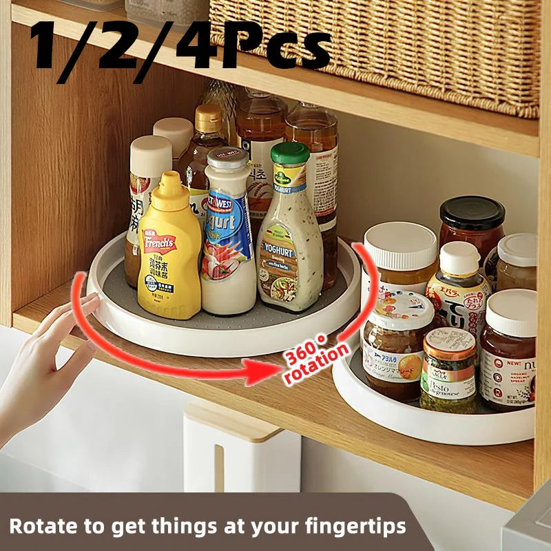 1/4Pcs 360 Rotatable Anti Sliding Kitchen Condiment Rotatable Storage