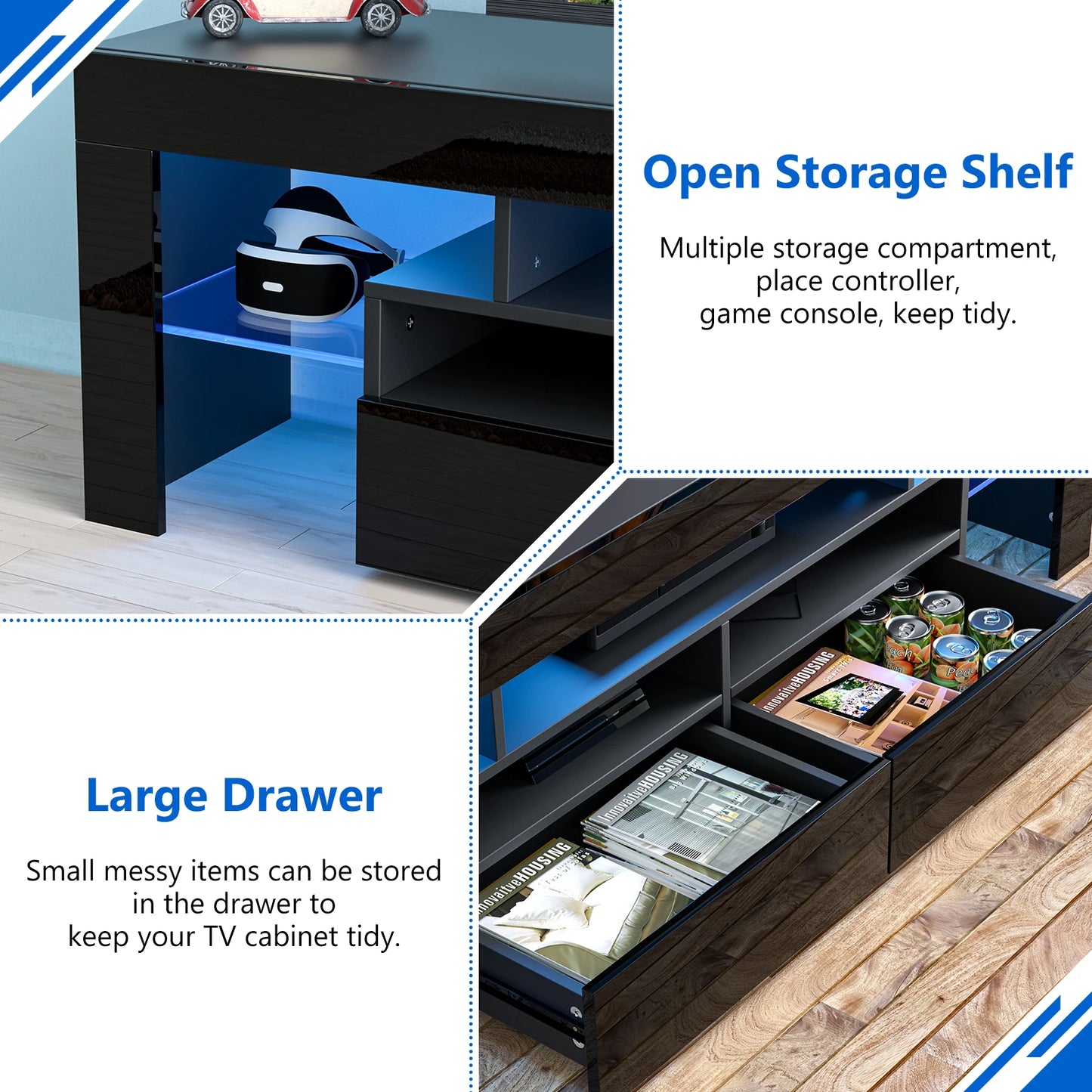 LED TV Stand w/20 Colors & Storage