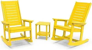 Outdoor 3-Piece - 2 Rocking Chairs with 1 Side Table