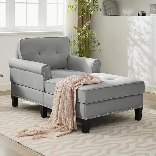 Chaise Lounge Chair Armrests Modern Sleeper Sofa Tufted
