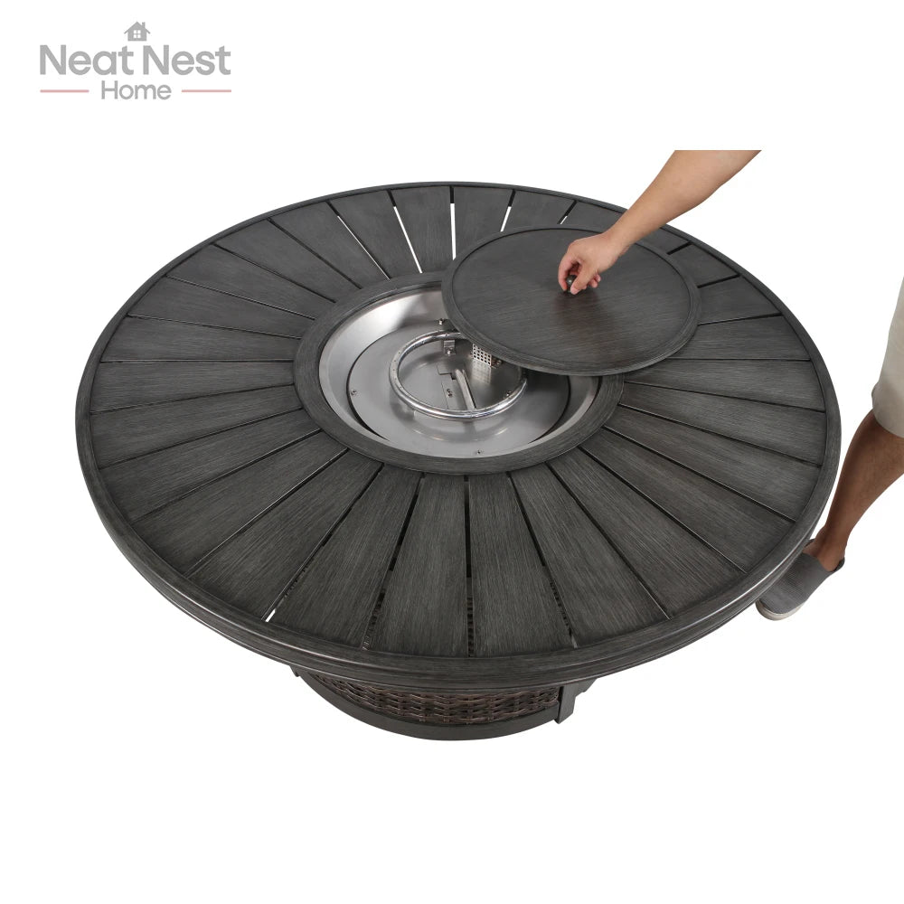 Propane Outdoor Fire Pit Table with Lid