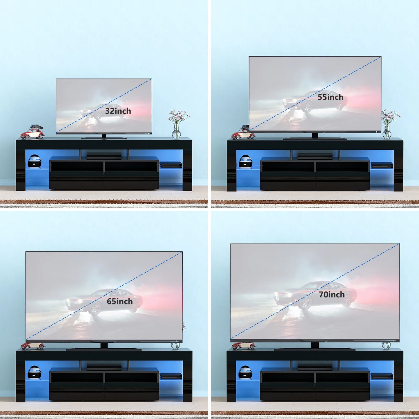 LED TV Stand w/20 Colors & Storage