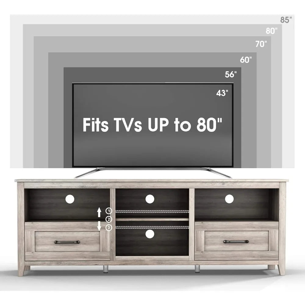Grey TV Stand with Cabinet and Drawers