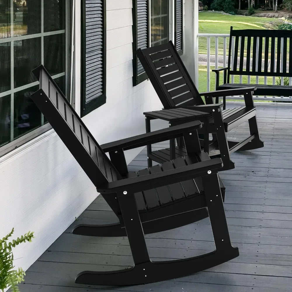Outdoor 3-Piece - 2 Rocking Chairs with 1 Side Table