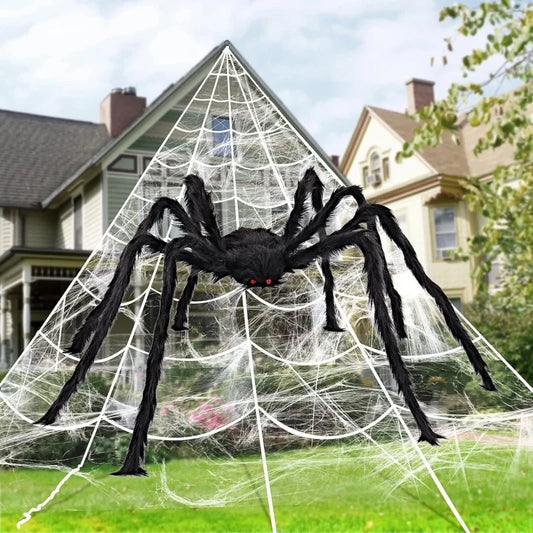 Halloween spider web simulation big black spider props lawn scenery home decoration