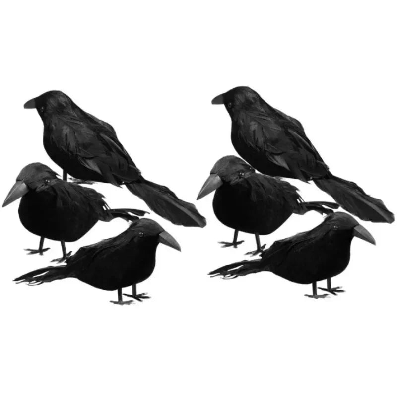 Realistic Artificial Crows Party Ornament Halloween Decorations 6pcs