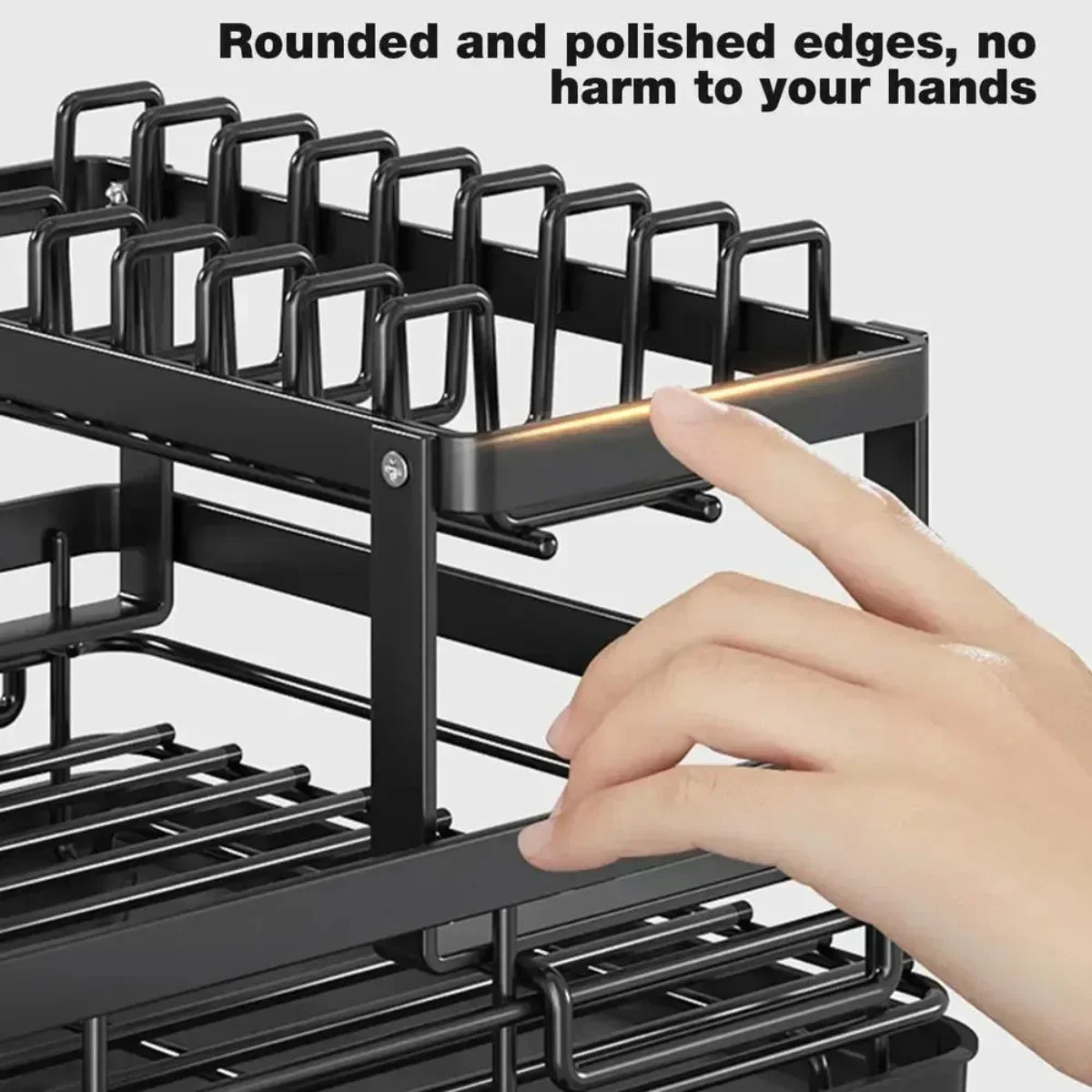 Bowl Rack - 2 Tier Dish Drainer Storage Adjustable Space Saving Organizer