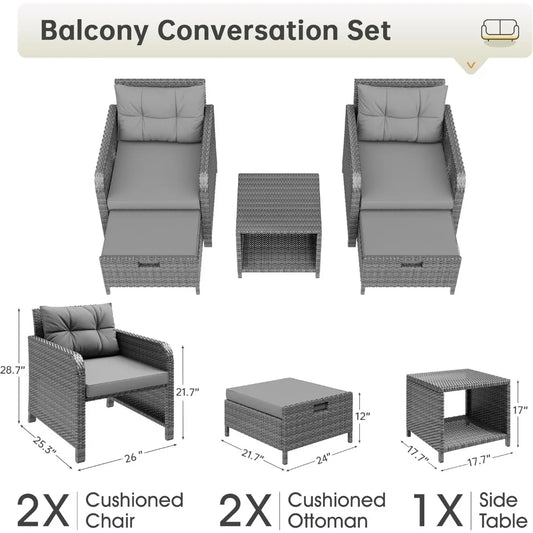 Outdoor 5 Piece Patio Conversation Set