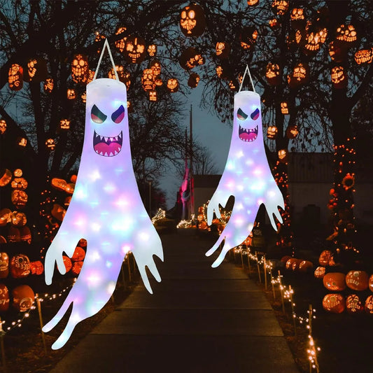 Halloween Hanging Ghost LED Luminous Lights, Emoticons Props for Outdoor Party Decoration