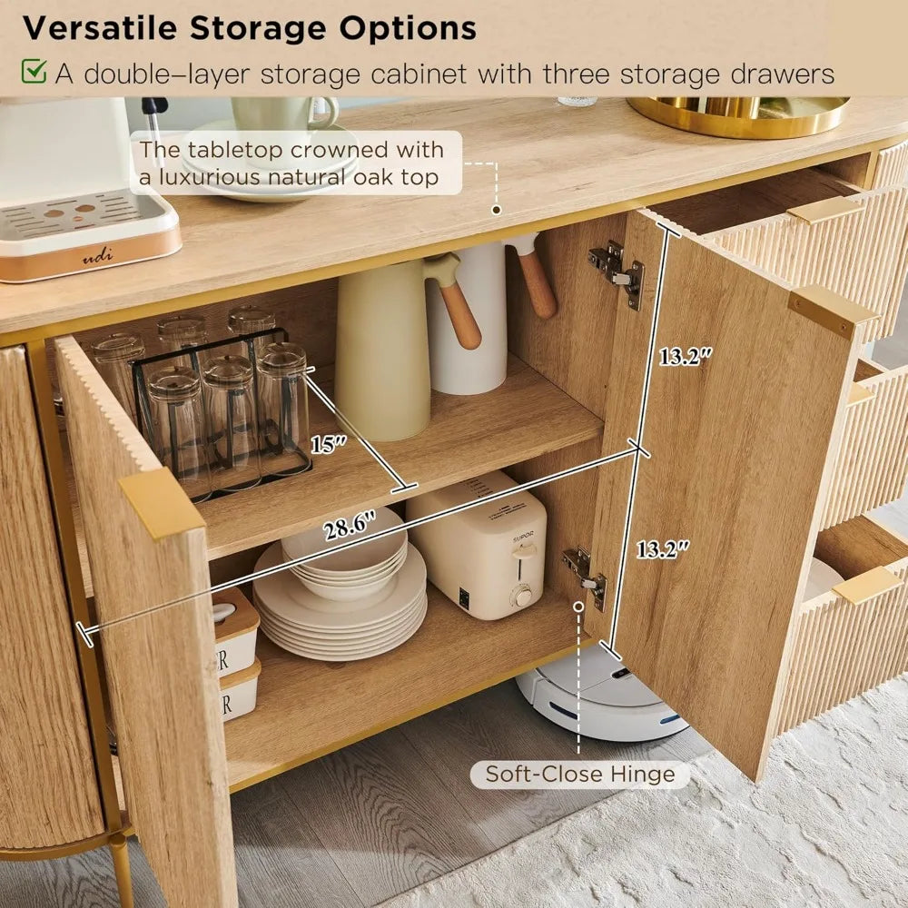 Fluted Sideboard Buffet Cabinet