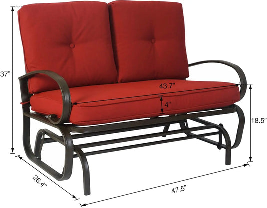Patio Glider Bench - Rocking Loveseat and Cushioned Seats for Patio