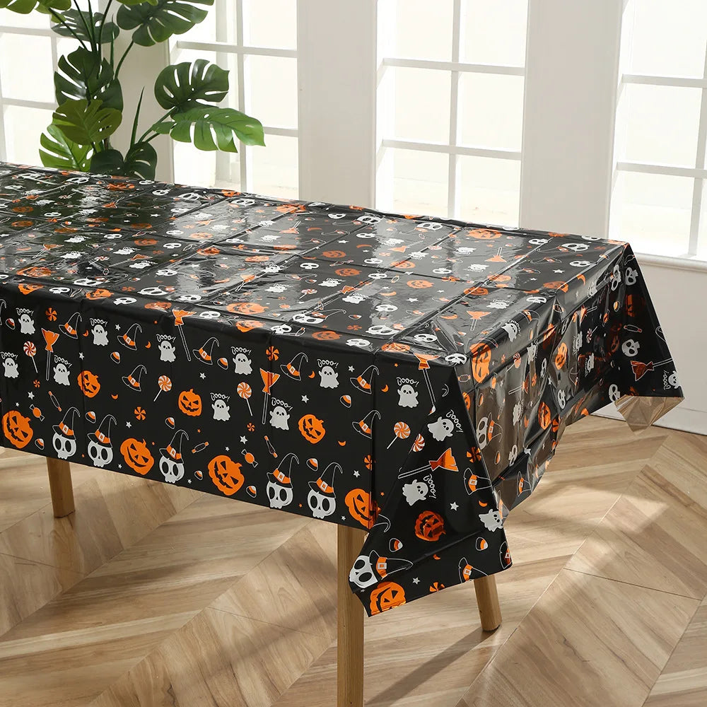 1Pcs Halloween Skeleton Pumpkin Spider Tablecloth Party Decoration
