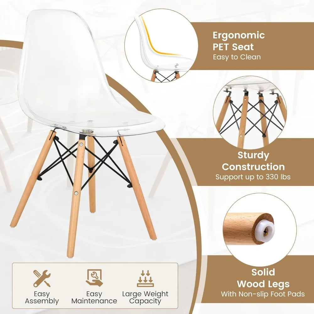 Table Set for 4, Modern with Chairs, Glass Table