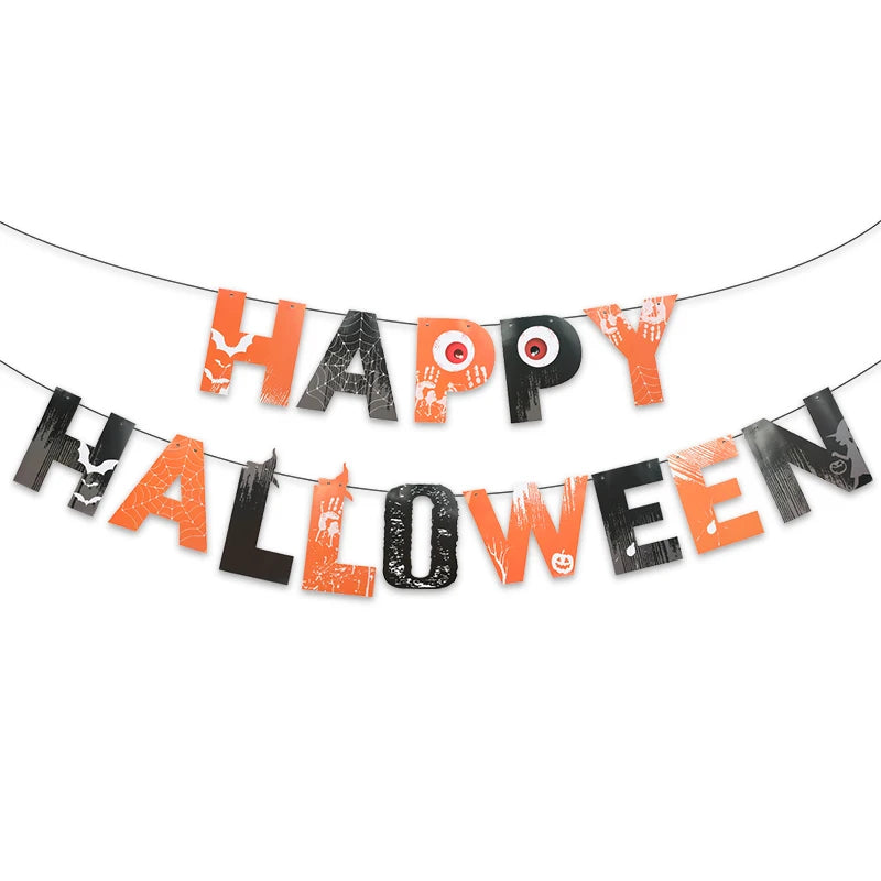 Halloween Party Banner Hanging Pendants Paper Garland Trick or Treat Happy Halloween Decoration