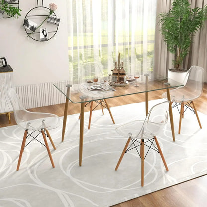 Table Set for 4, Modern with Chairs, Glass Table