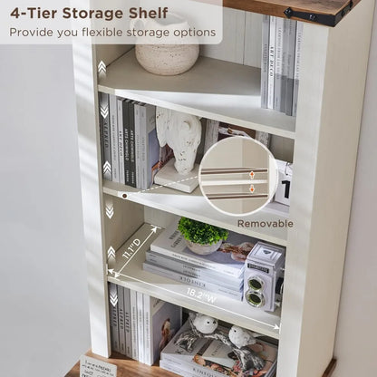 Bookcase with 2 File Drawers, Bookshelf with Storage and Adjustable Shelves
