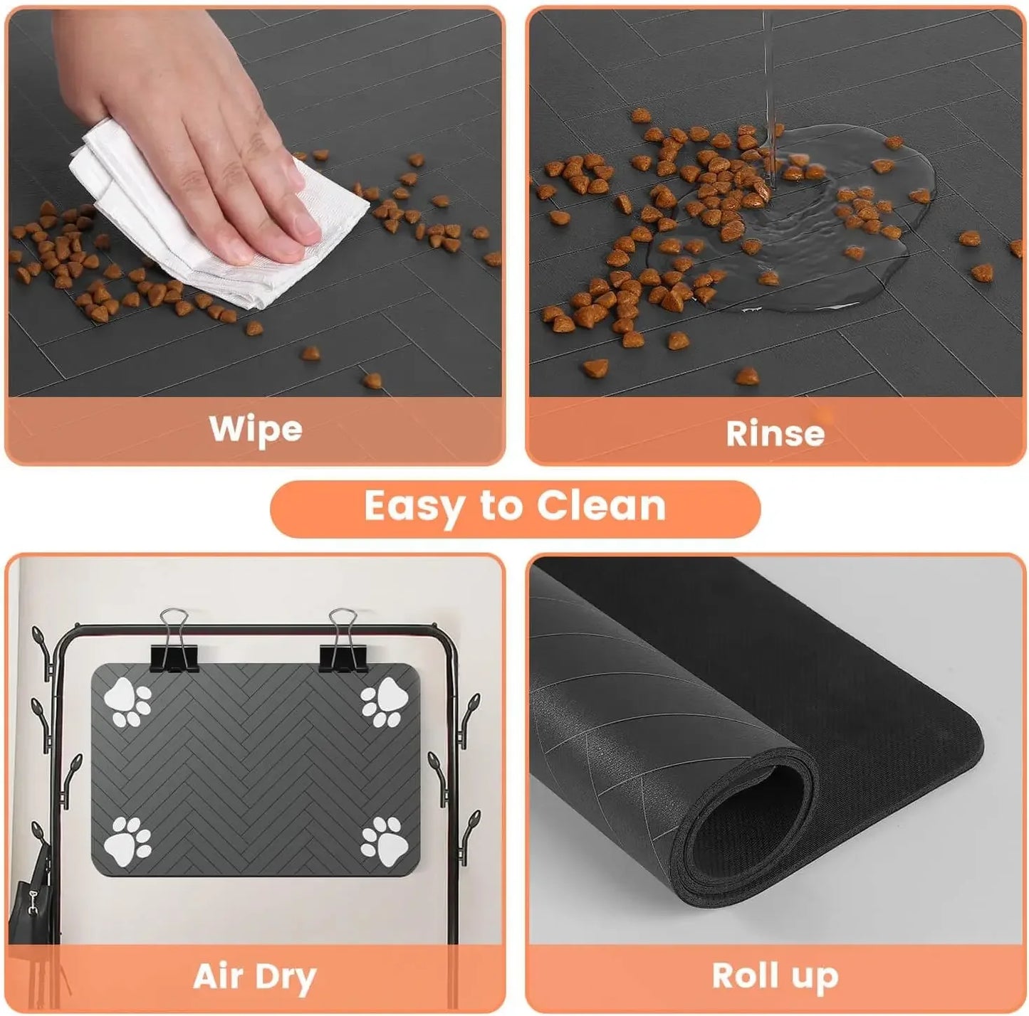 S、M、L Absorbent Pet Feeding Mat, Waterproof Placemat for Dog & Cat Food & Water Bowls, Quick-Dry Rubber Backing
