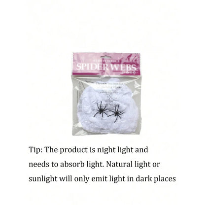 Glow-In-The-Dark Spider Web Set with Spiders, Fluorescent Expandable Spider Web for Halloween Party