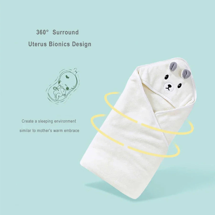 Infant Bath Towel Boy Girl Blankets Swaddle With Hood Cartoon Coral Fleece Towel Blanket Bedding