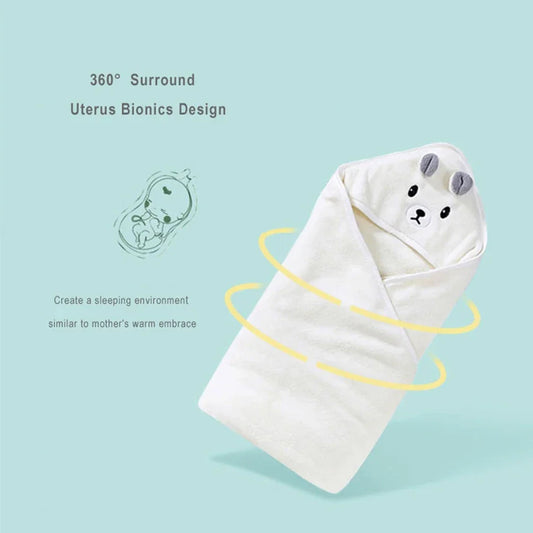 Infant Bath Towel Boy Girl Blankets Swaddle With Hood Cartoon Coral Fleece Towel Blanket Bedding