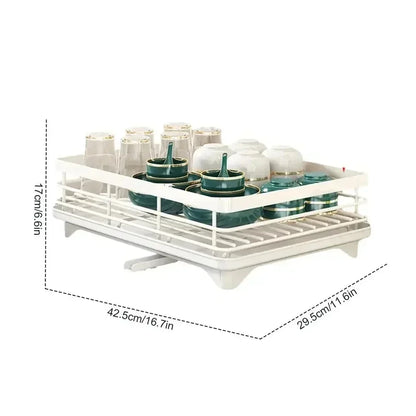 Bowl Rack - 2 Tier Dish Drainer Storage Adjustable Space Saving Organizer