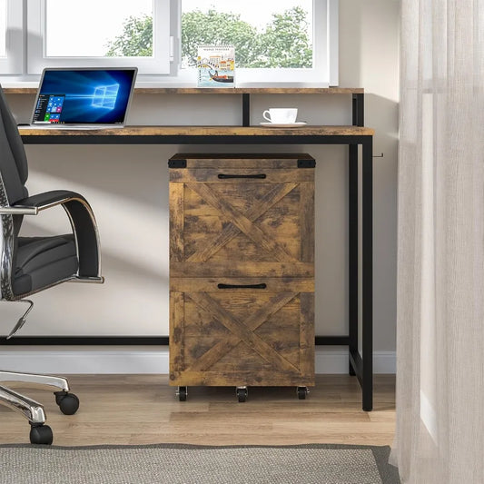 2 Drawer Vertical Filing Cabinet with Wheels, Under Desk Rolling File