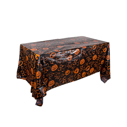 Halloween Party Decoration Tablecloth, Disposable Pumpkin Spider Web Bat Plastic Table Cover,