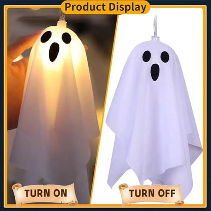 Halloween Ghost String Lights, 10PCS LED  Light Up Glow Garland, 8 Modes Waterproof Garland