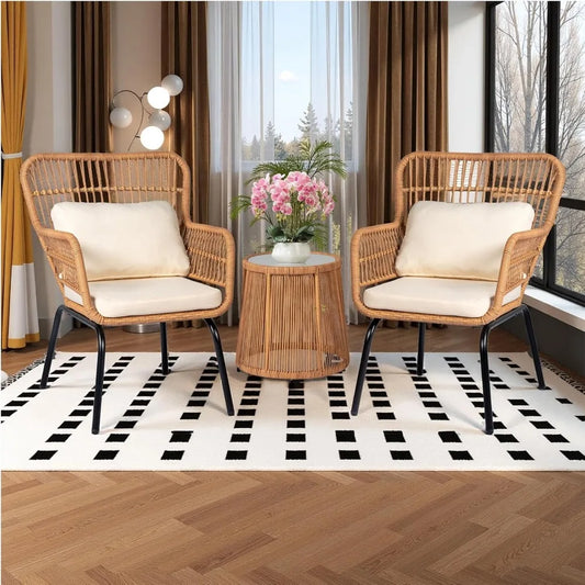 3 Piece Outdoor Wicker Bistro Set