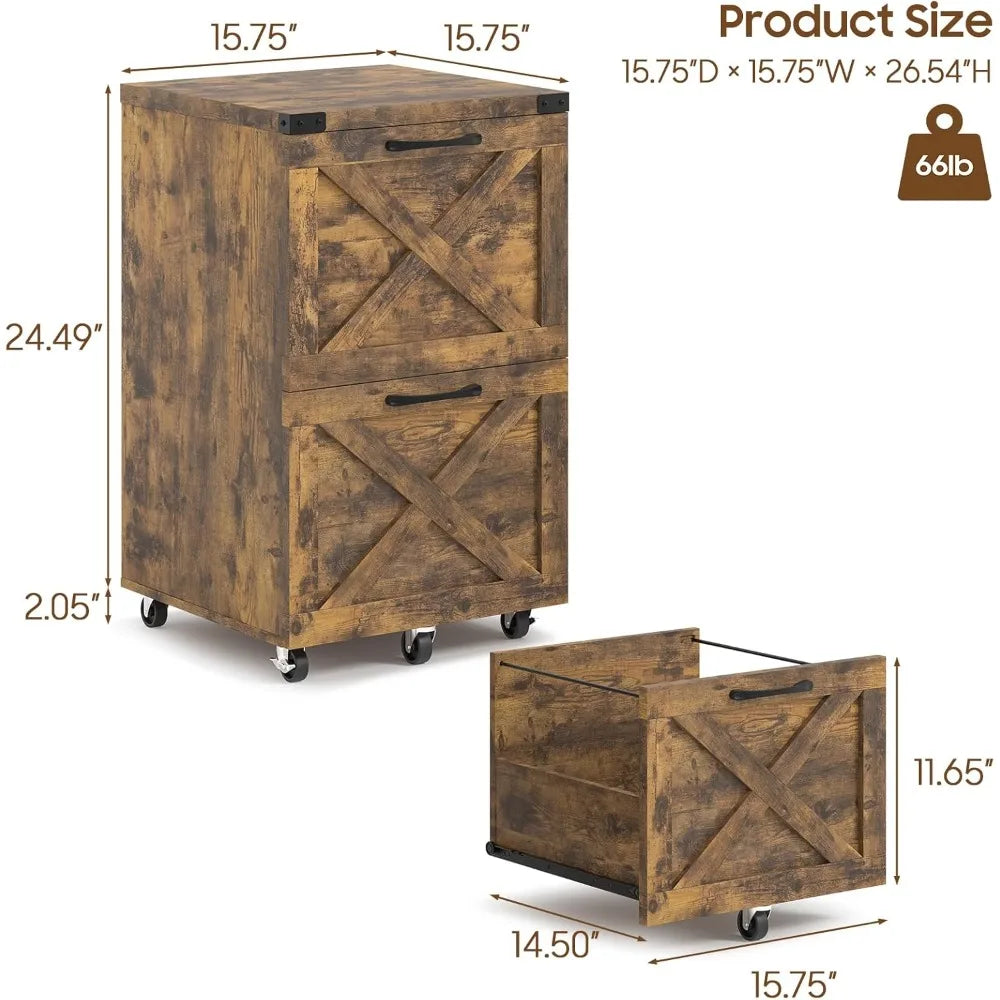 2 Drawer Vertical Filing Cabinet with Wheels, Under Desk Rolling File