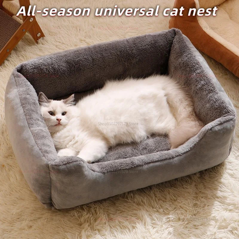 Cat nests are universal in all seasons.  Winter thickened kennel mats.