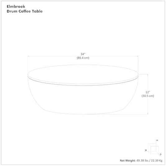 Coffee Table - solid Mango Wood Modern Round Cocktail Table
