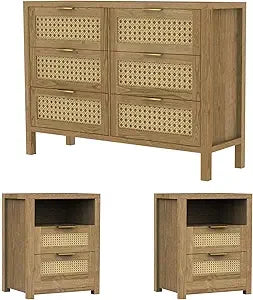 6 Drawer Dresser & 2 Nightstand Set for Bedroom