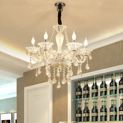 BERTH European Crystal Pendent Lamp White Candle Lamp Luxury Art Living Room Restaurant BedroomVilla Hotel KTV Chandelier