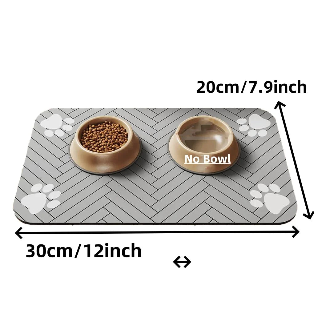 S、M、L Absorbent Pet Feeding Mat, Waterproof Placemat for Dog & Cat Food & Water Bowls, Quick-Dry Rubber Backing