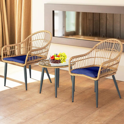 3 Piece Outdoor Wicker Bistro Set