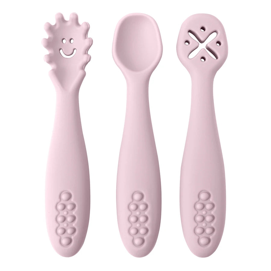 3PCS Cute Baby Learning Spoons Utensils Set Newborn and Toddler Feeding Spoon Set
