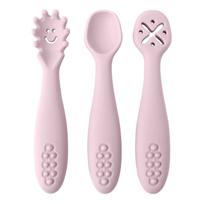 3PCS Cute Baby Learning Spoons Utensils Set Newborn and Toddler Feeding Spoon Set