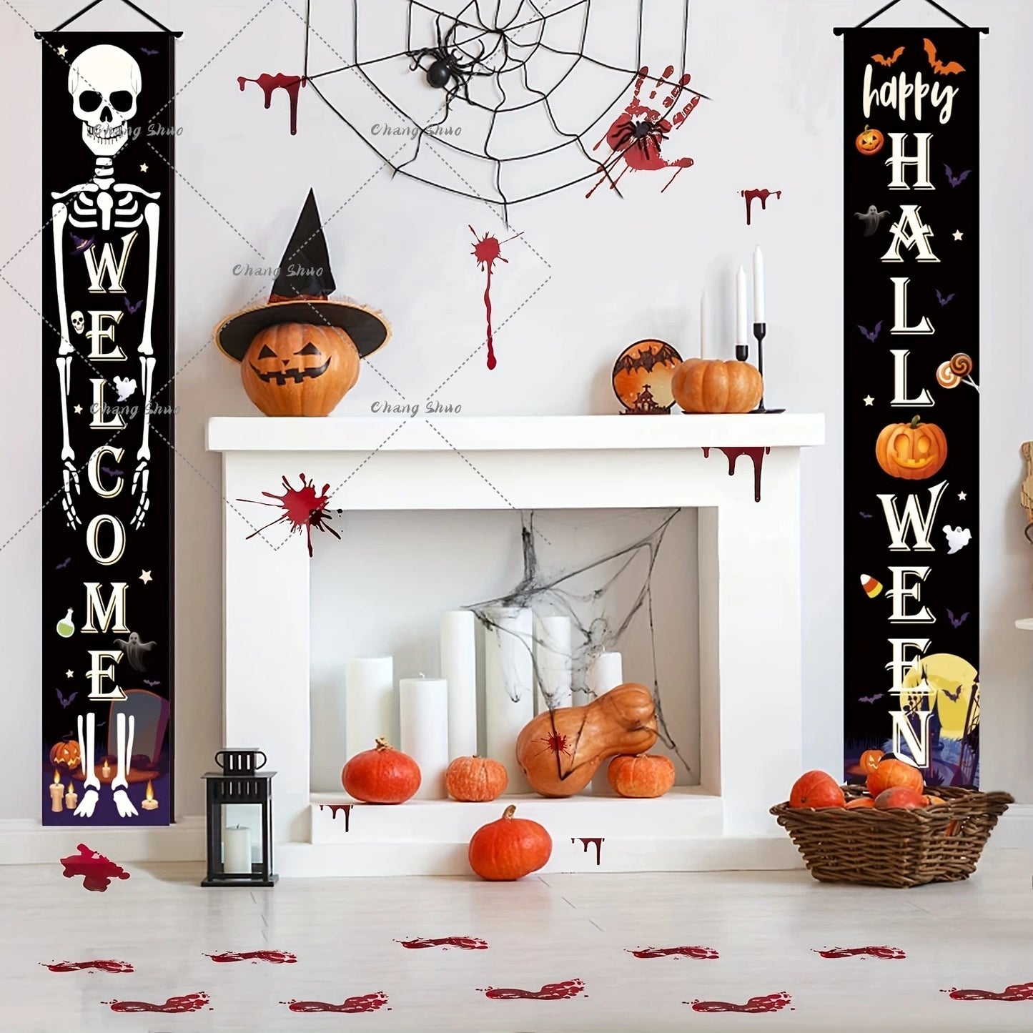 Halloween Hanging Door Curtain Banner Happy Halloween Decorations For Home Trick Or Treat Horror Party Supplies