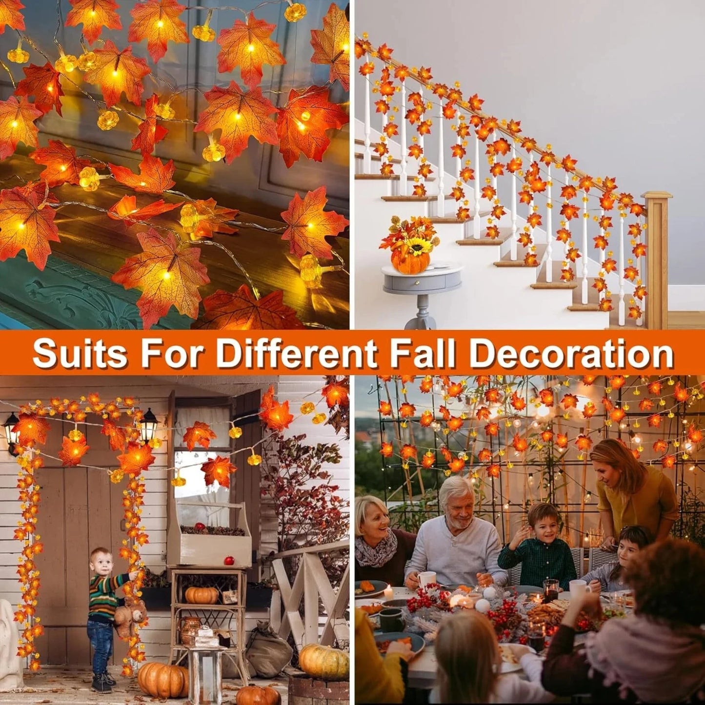 20ft 40 LED Maple Leaf Light String Party Decoration