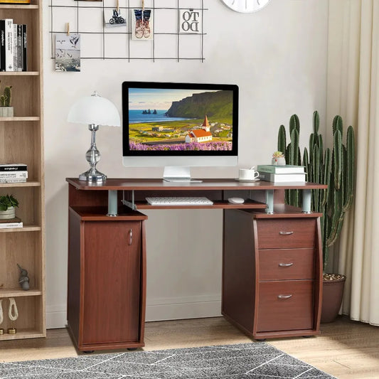 MDF Portable 1pc Door with 3pcs Drawers Computer Desk
