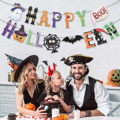Halloween Party Banner Hanging Pendants Paper Garland Trick or Treat Happy Halloween Decoration