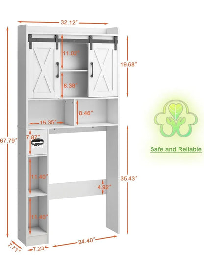 Storage Cabinet Over Toilet with Sliding Doors