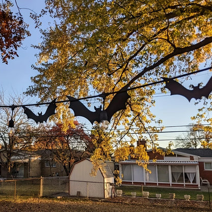 12pcs Hanging Bats Halloween Outdoor Decor. Bats 3 Sizes Hang on Trees Porches Yards Lawns.