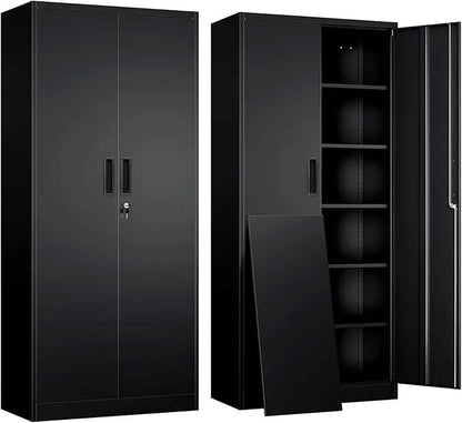 Metal Storage Cabinet with Lockable Doors and 5 Adjustable Shelves