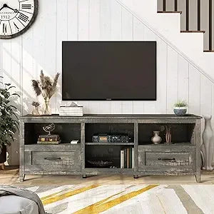 Grey TV Stand with Cabinet and Drawers