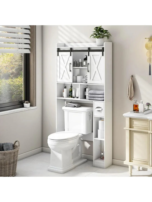 Storage Cabinet Over Toilet with Sliding Doors