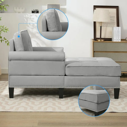 Chaise Lounge Chair Armrests Modern Sleeper Sofa Tufted