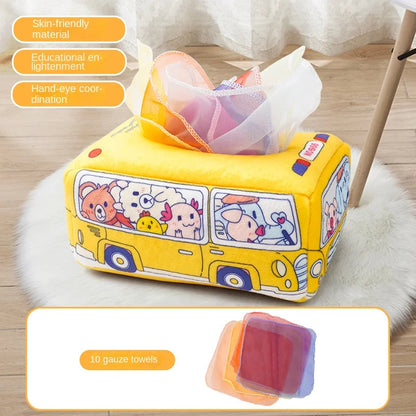 Montessori Educational Learning Activity Sensory Toy For Baby Finger Exercising Busy Board Baby Game, Magic Tissue Box