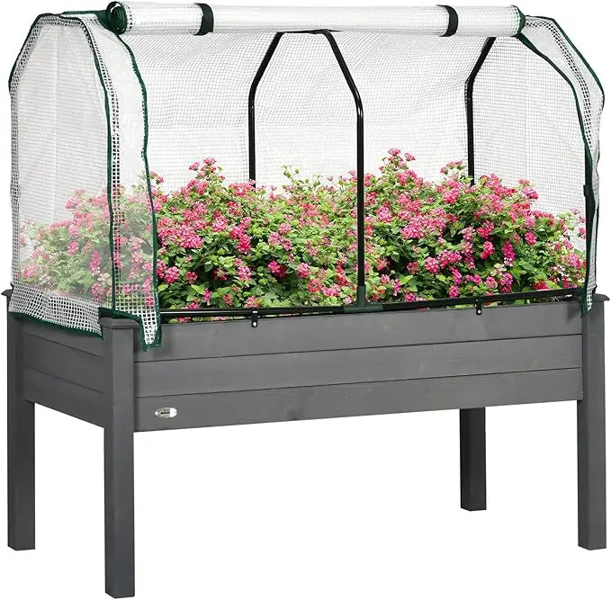 Raised Garden Bed with PE Greenhouse Cover